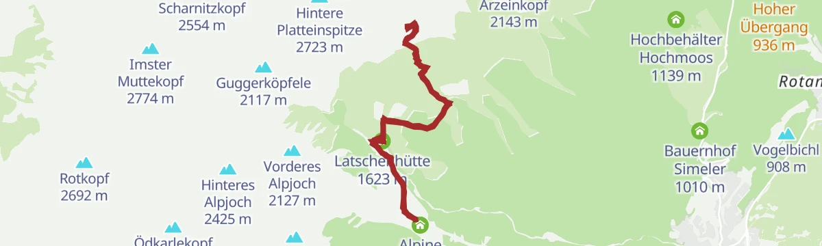 Route map: Vordere Platteinspitze